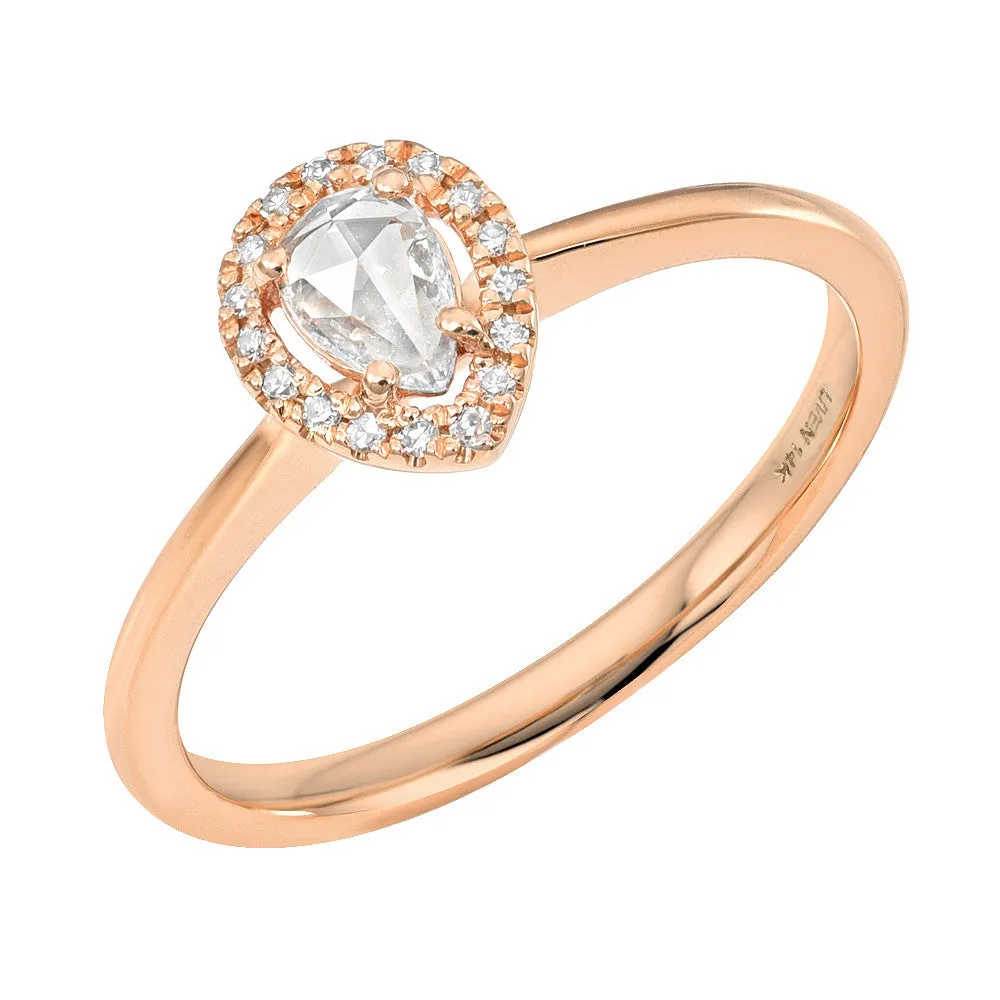 Rose Cut Pear Shape Diamond Halo Band