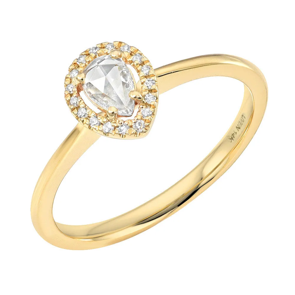 Rose Cut Pear Shape Diamond Halo Band