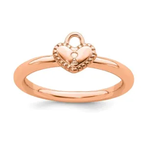 Rose Gold Sterling Silver Stackable Expressions Heart Padlock Ring