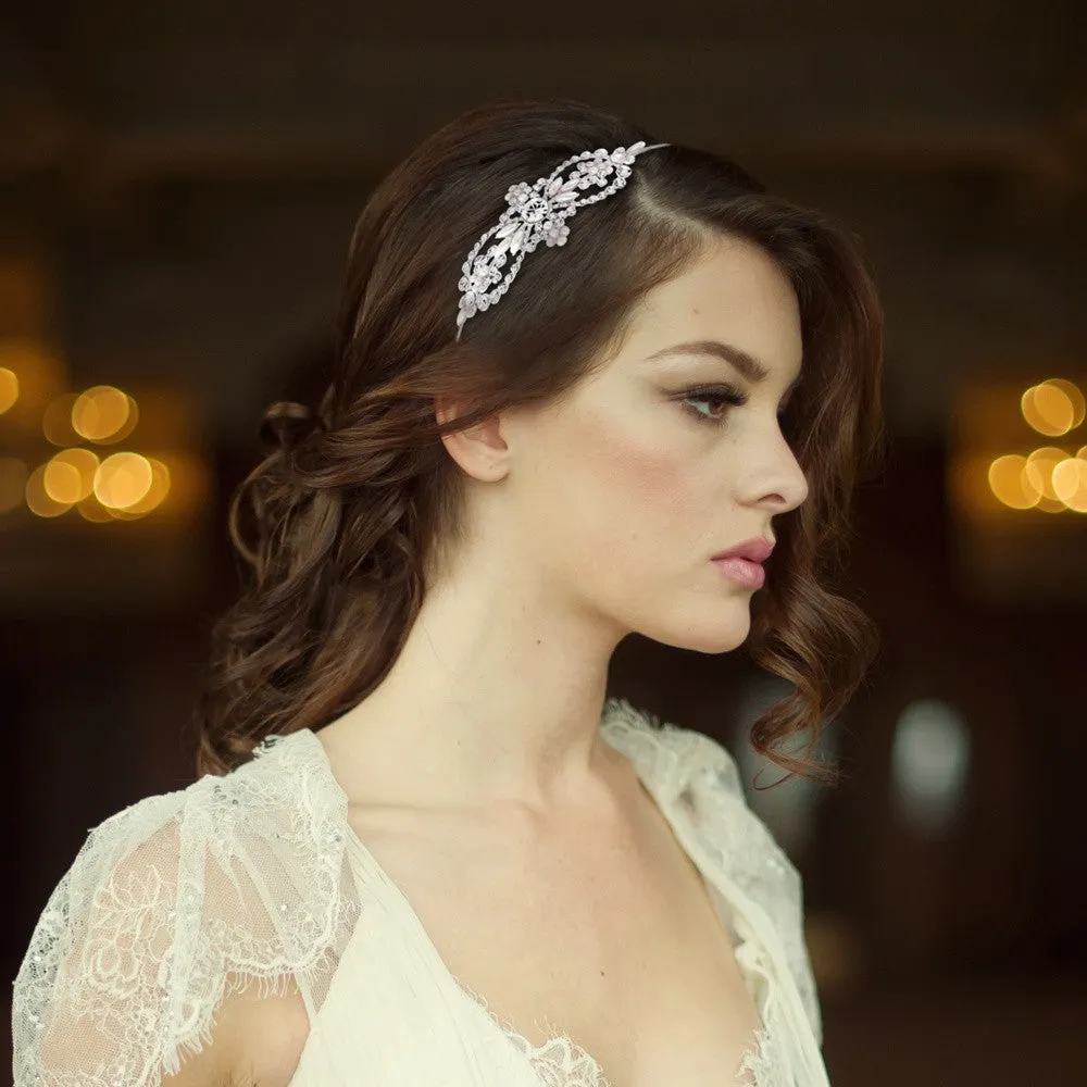 SassB Bella Crystal and Pearl Side Tiara