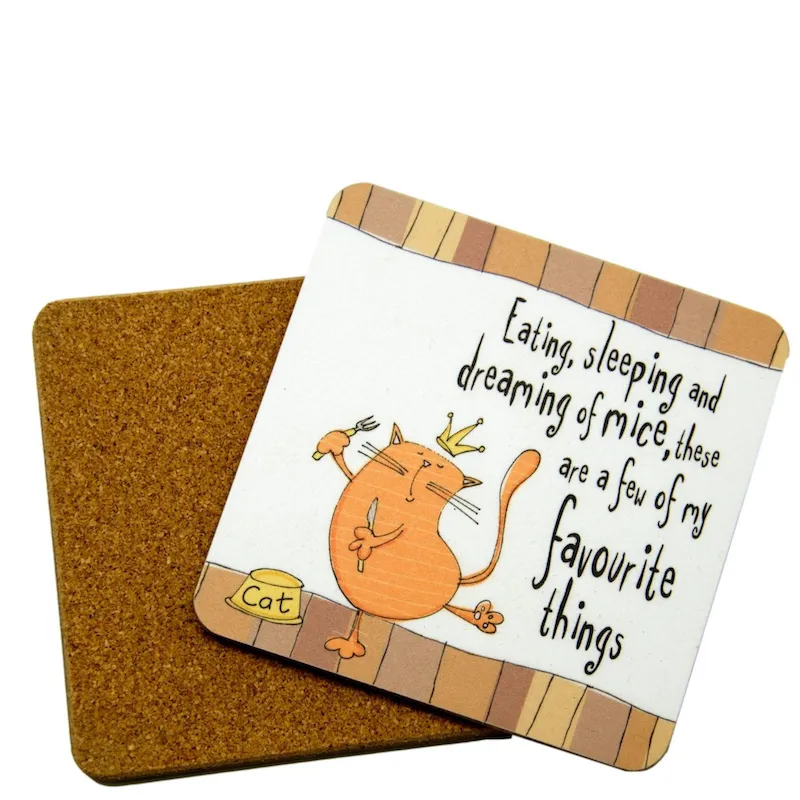 Set of Four Funny Ginger Cat Coasters