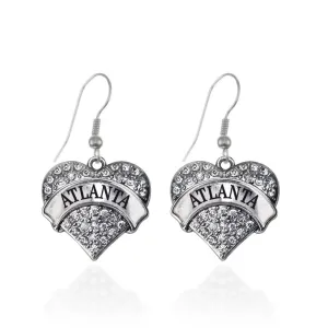 Silver Atlanta Pave Heart Charm Dangle Earrings