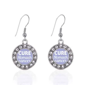 Silver Cure Stomach Cancer Circle Charm Dangle Earrings