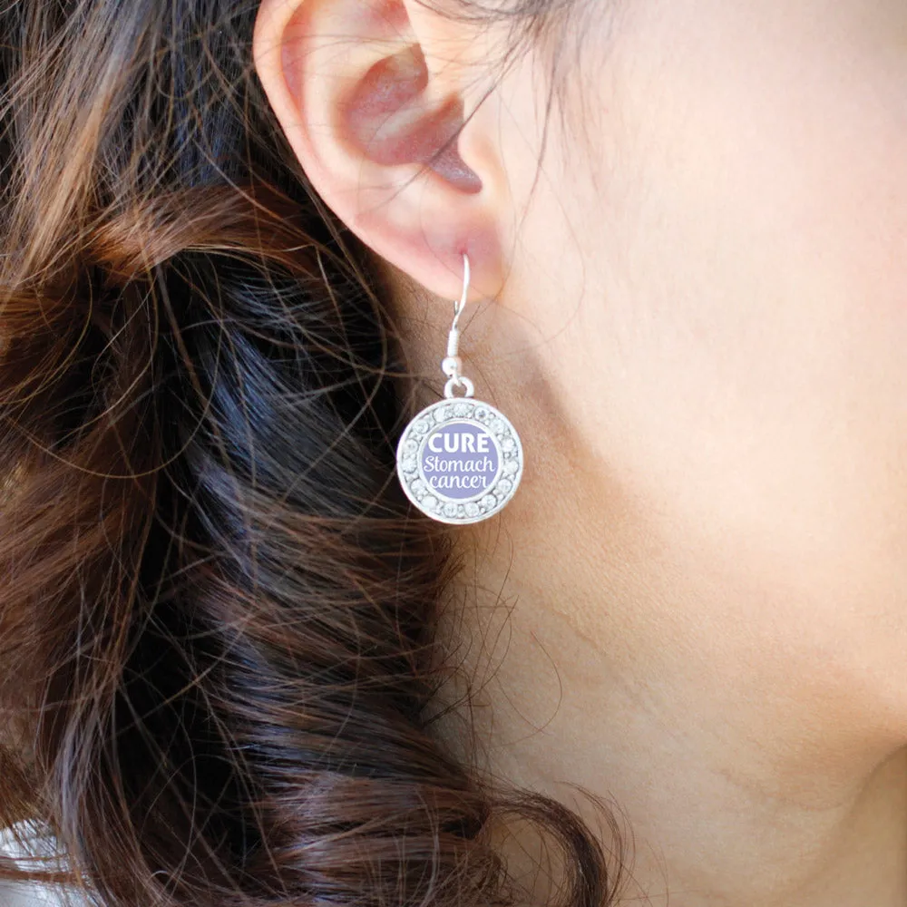 Silver Cure Stomach Cancer Circle Charm Dangle Earrings