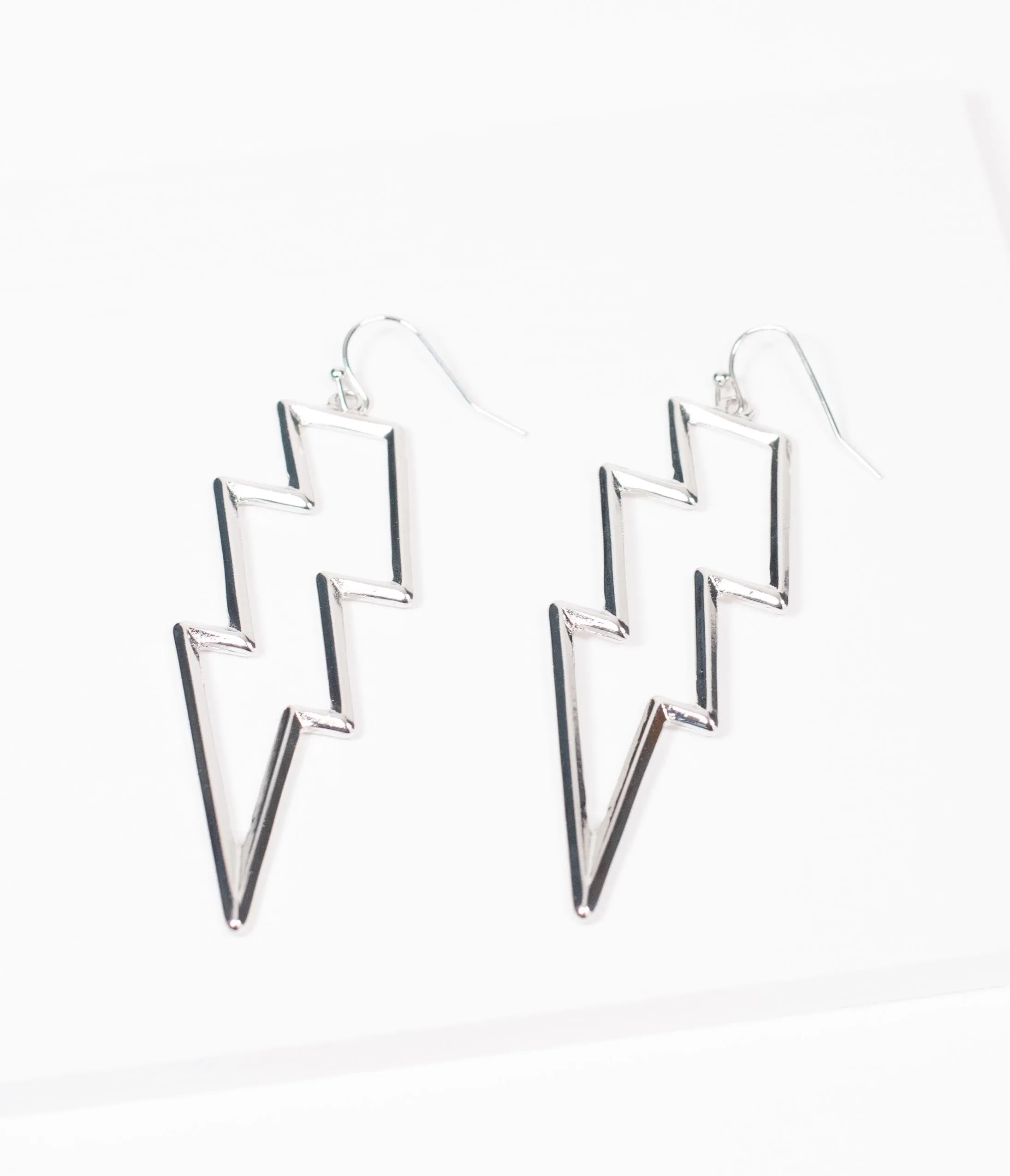 Silver Lightning Bolt Earrings