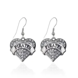 Silver Pirates Pave Heart Charm Dangle Earrings