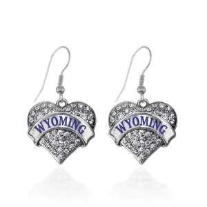 Silver Wyoming Pave Heart Charm Dangle Earrings