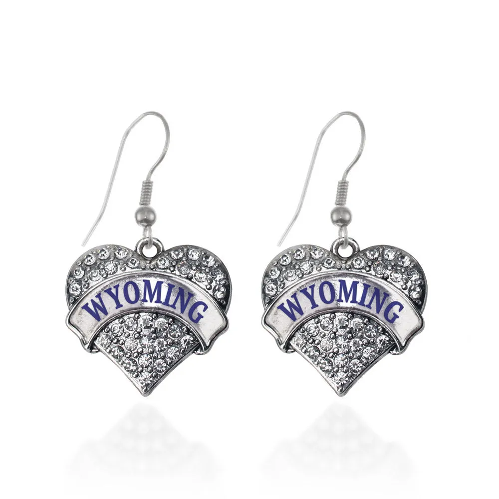 Silver Wyoming Pave Heart Charm Dangle Earrings