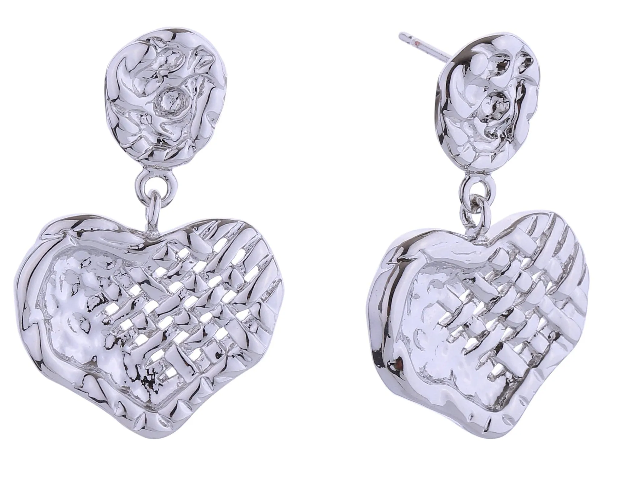 SJE311005 14K Crafted Heart Dangle Post Earrings