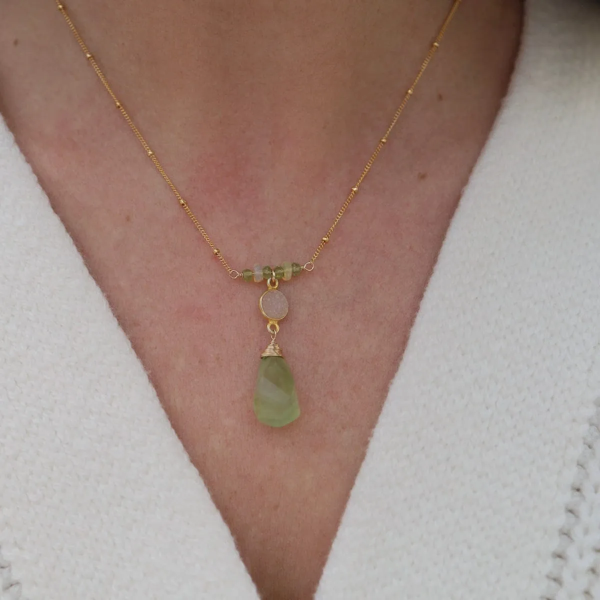 Spiral Prehnite Brio Necklace