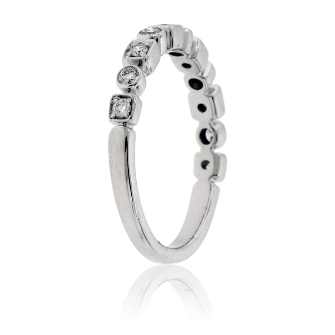 Square & Round Bezel Diamond Stackable Band