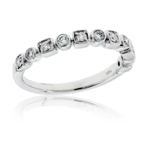 Square & Round Bezel Diamond Stackable Band