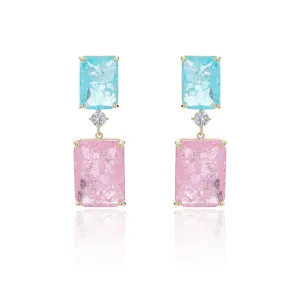 Square Cubic Zirconia Crystal Drop Earring  Party Jewelry