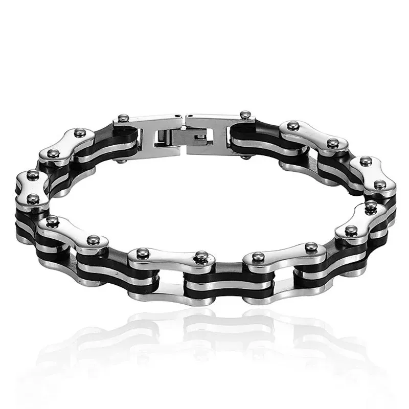 Stainless Steel Biker Chain Bracelet Mens Bracelet Link Chain Motorcycle Bicycle Style Bracelets Fashion Punk Bangles Jewelry