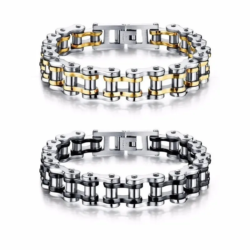 Stainless Steel Biker Chain Bracelet Mens Bracelet Link Chain Motorcycle Bicycle Style Bracelets Fashion Punk Bangles Jewelry