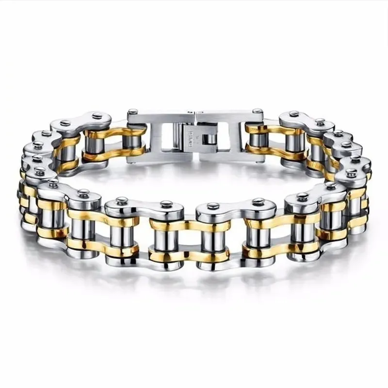 Stainless Steel Biker Chain Bracelet Mens Bracelet Link Chain Motorcycle Bicycle Style Bracelets Fashion Punk Bangles Jewelry