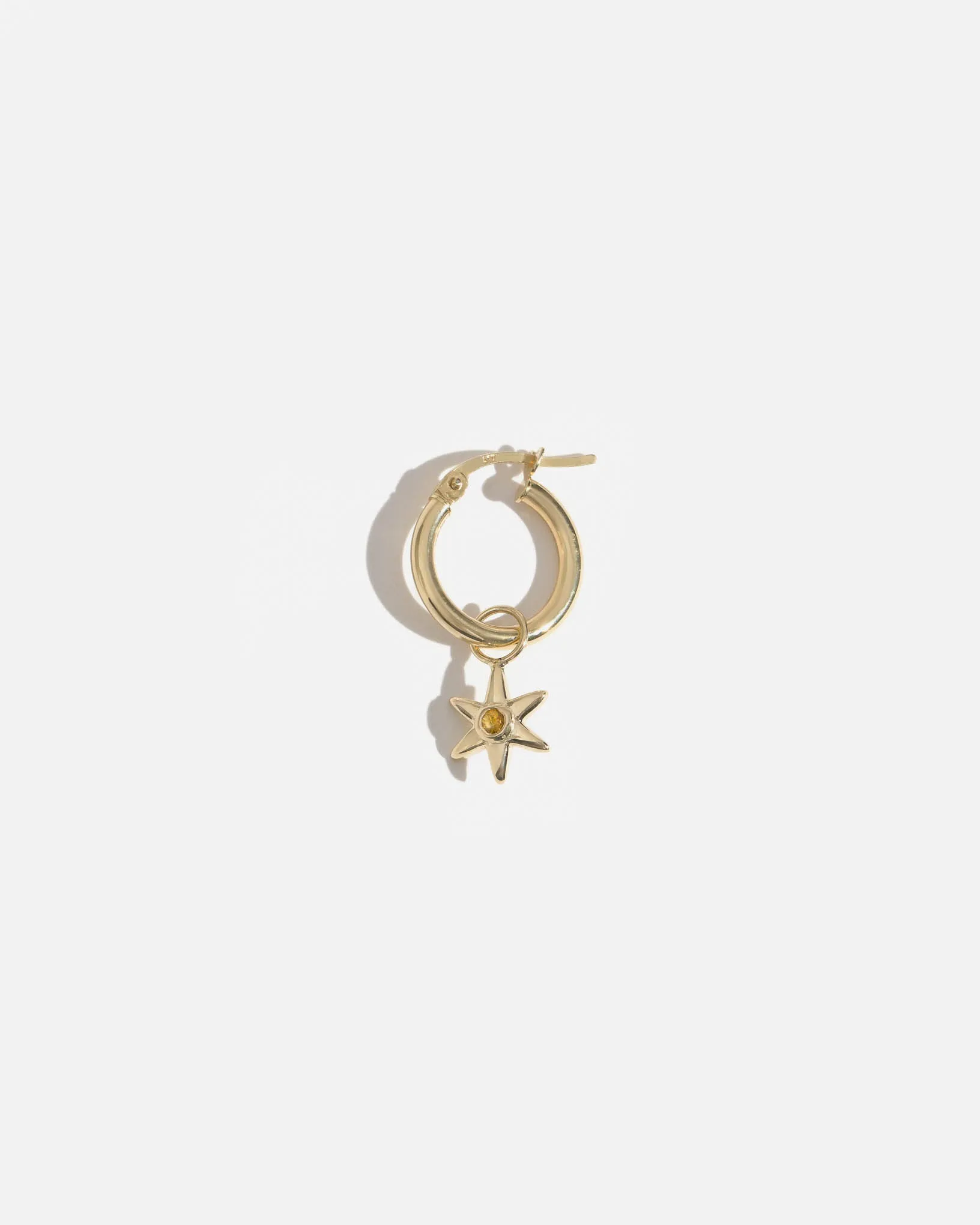 Star Charm for Hoops in 14K Gold with Brazilian Citrine