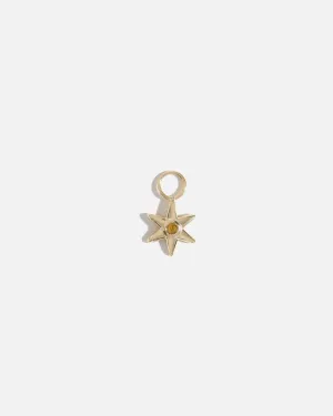 Star Charm for Hoops in 14K Gold with Brazilian Citrine