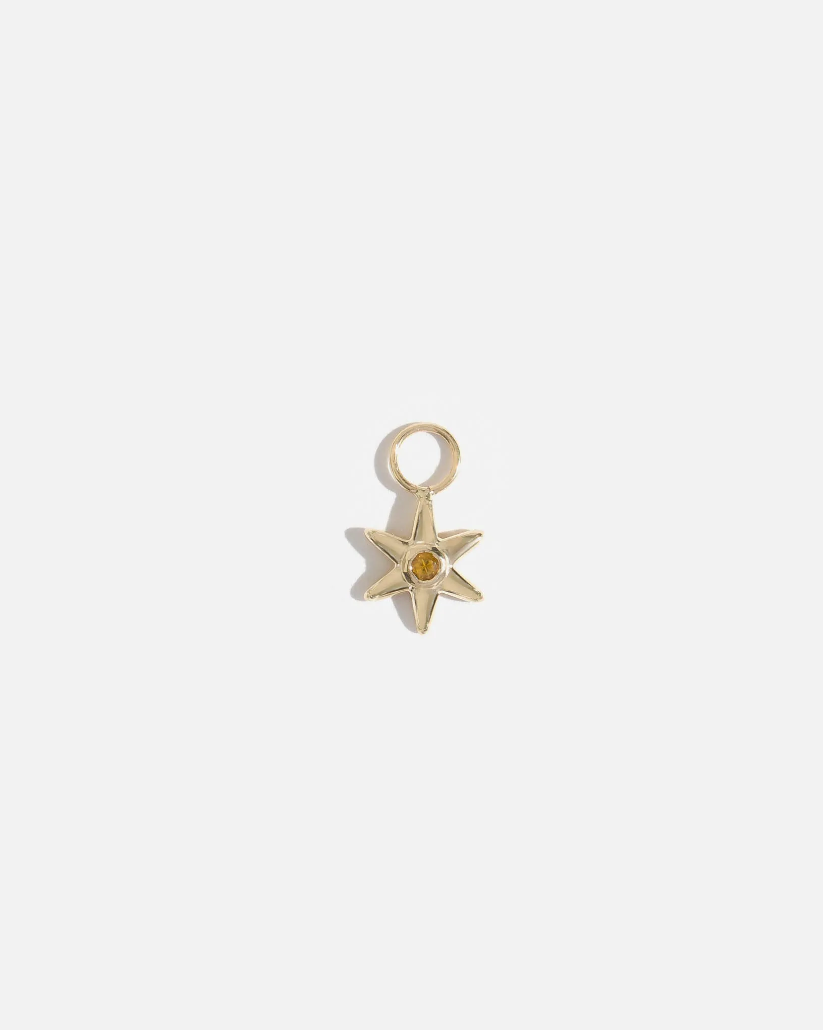 Star Charm for Hoops in 14K Gold with Brazilian Citrine