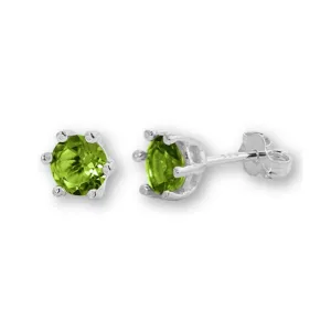 Sterling Silver 5mm Peridot Stud Earrings