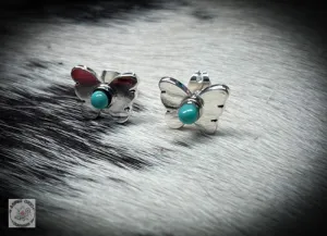 Sterling Silver Butterfly Turquoise Studs