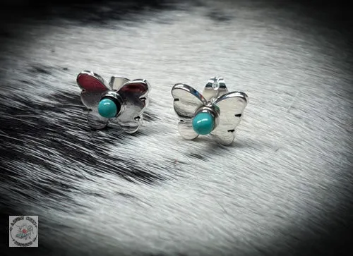 Sterling Silver Butterfly Turquoise Studs