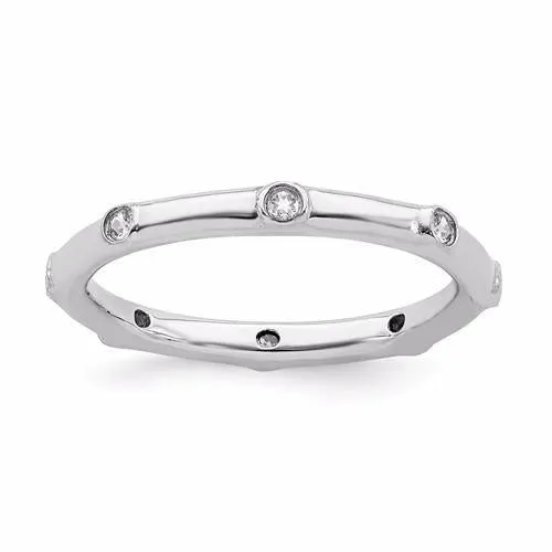 Sterling Silver Stackable Expressions April White Topaz Ring