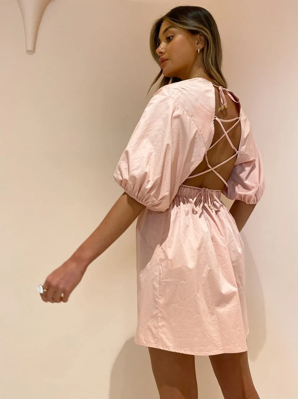 Suboo Rossana Mini Dress in Nude Pink