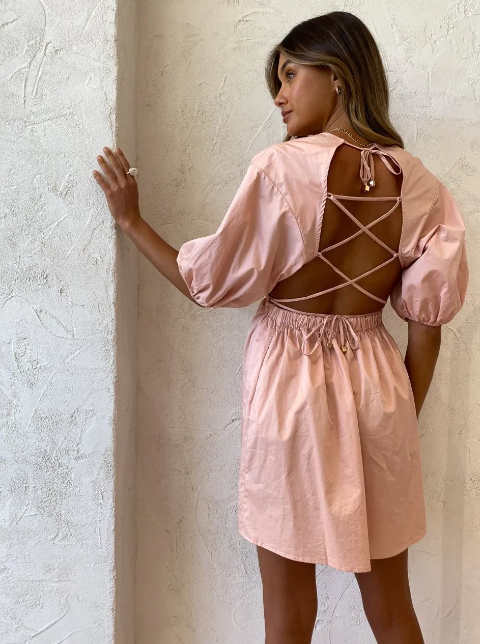 Suboo Rossana Mini Dress in Nude Pink