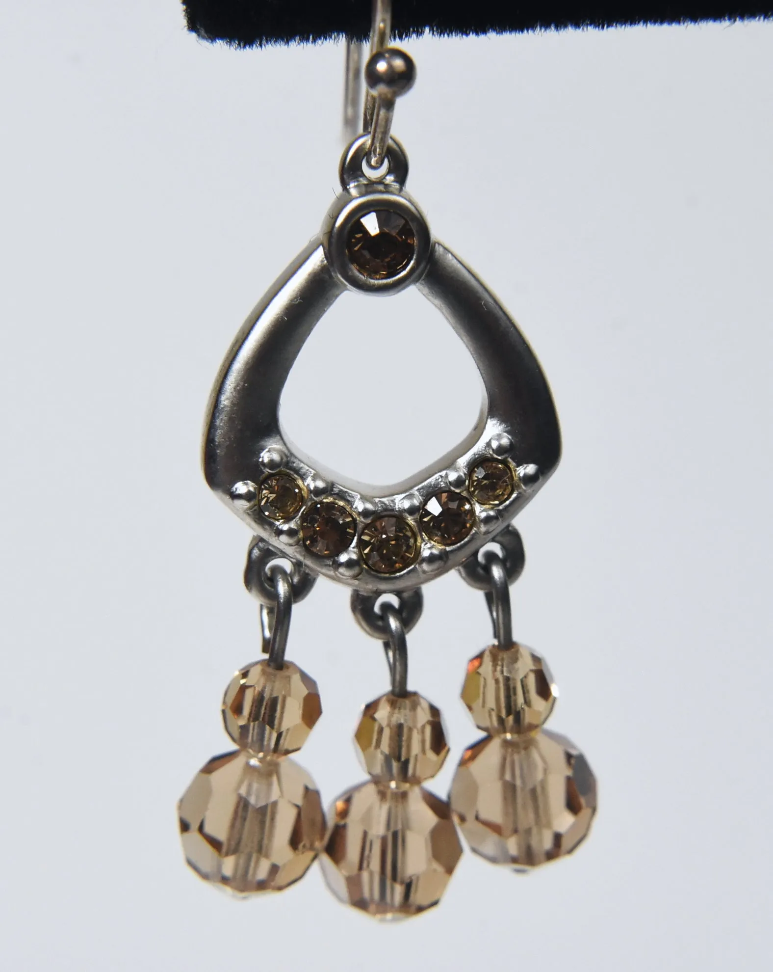 Swarovski - Silver Tone Crystal Bead Dangle Earrings