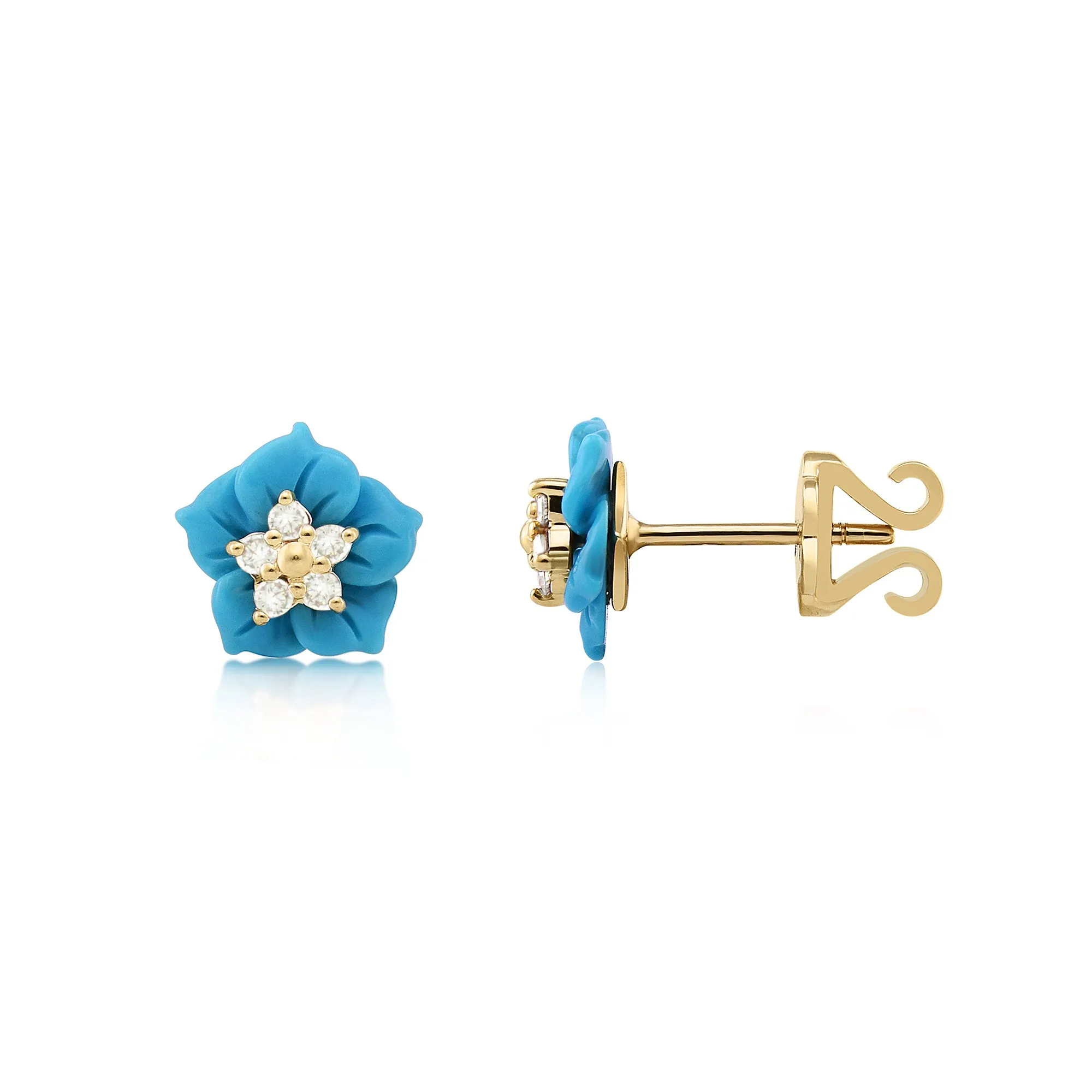 The Amalfi 14K Carved Turquoise Flower Stud