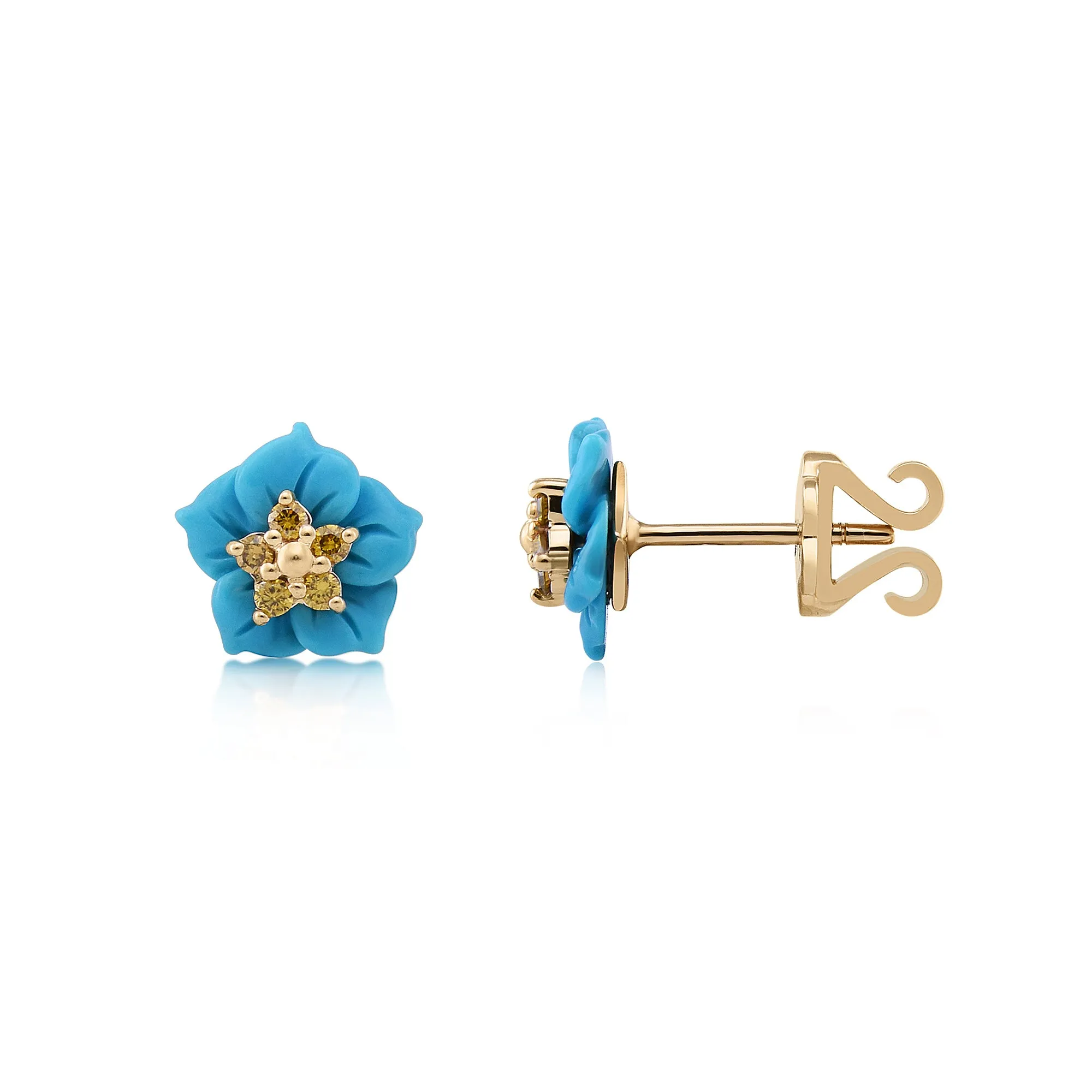 The Amalfi 14K Carved Turquoise Flower Stud