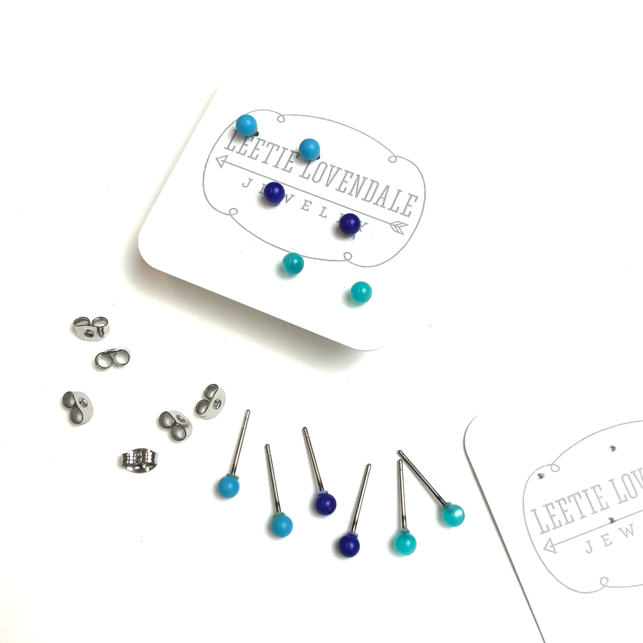 Turquoise & Blues Ombre' Studs Earrings Set