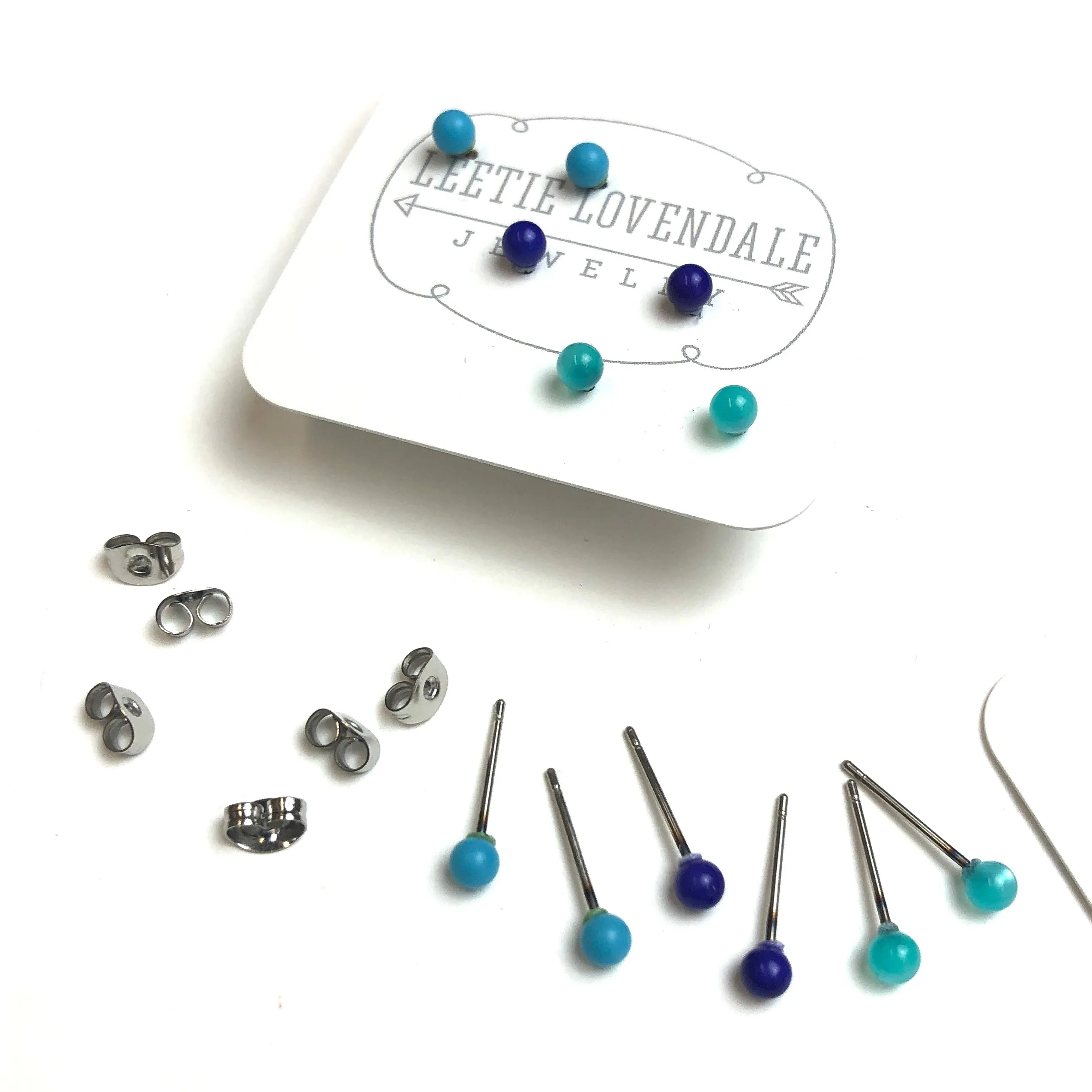 Turquoise & Blues Ombre' Studs Earrings Set