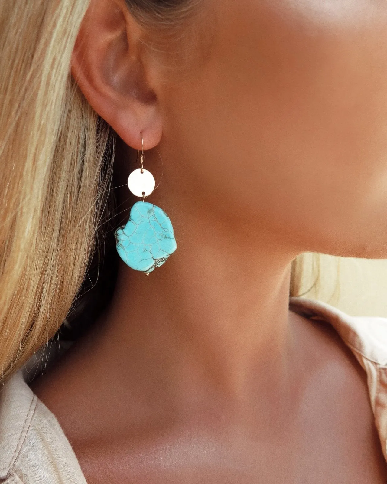 Turquoise Coin Earrings