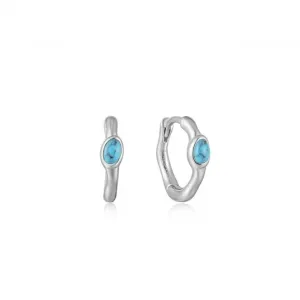 Turquoise Wave Huggie Hoop Earrings E044-02H