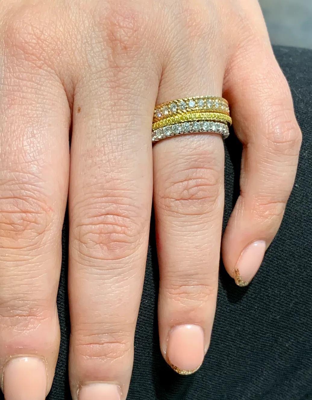 Twisted Gold Channel Diamond Band Ring