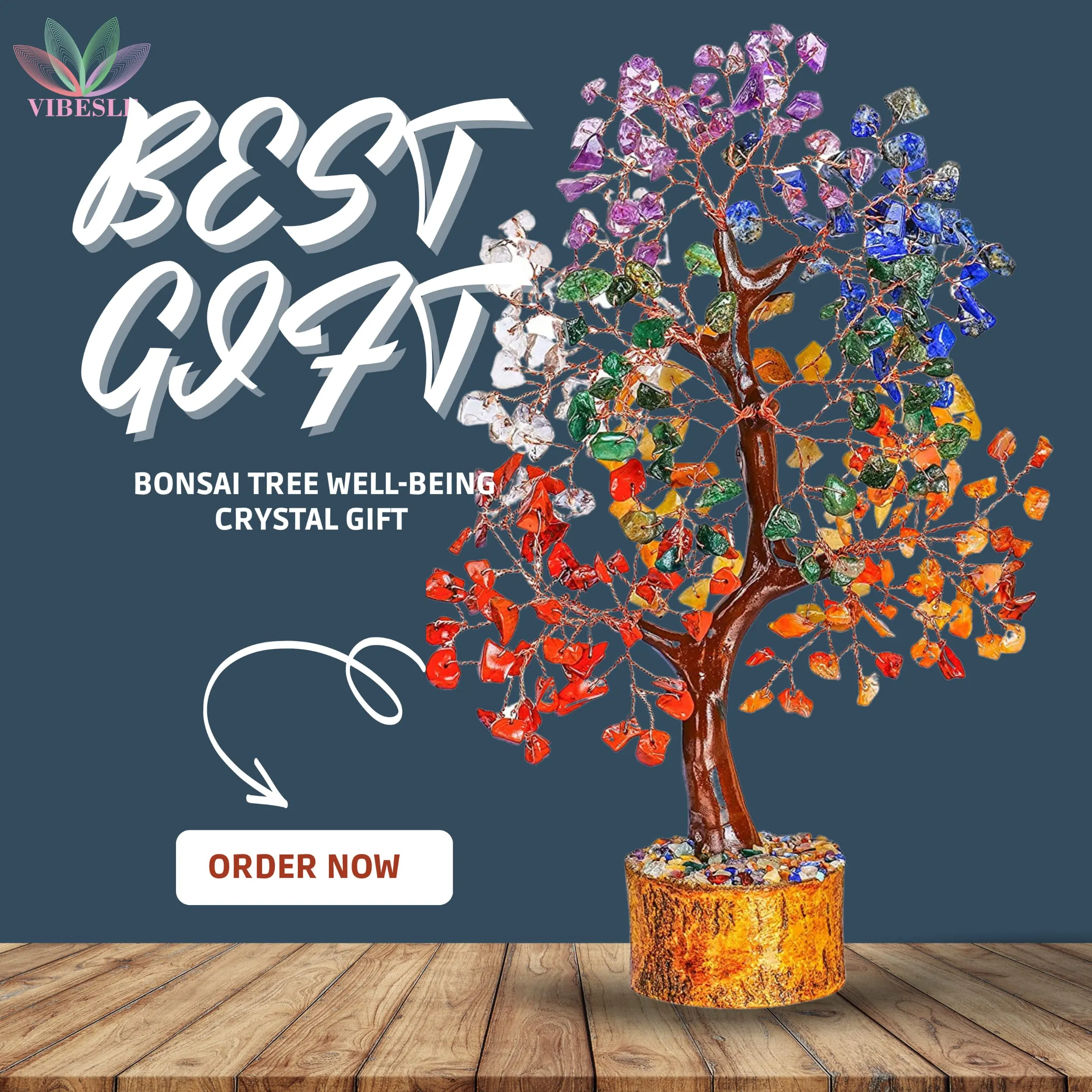 VIBESLE Seven Chakra Crystal Tree - Chakra Tree for Positive Energy - Feng Shui Seven Chakra Tree of Life Decor - Home Decorations for Living Room, 7 Chakra Tree- 300 Beads Big Tree