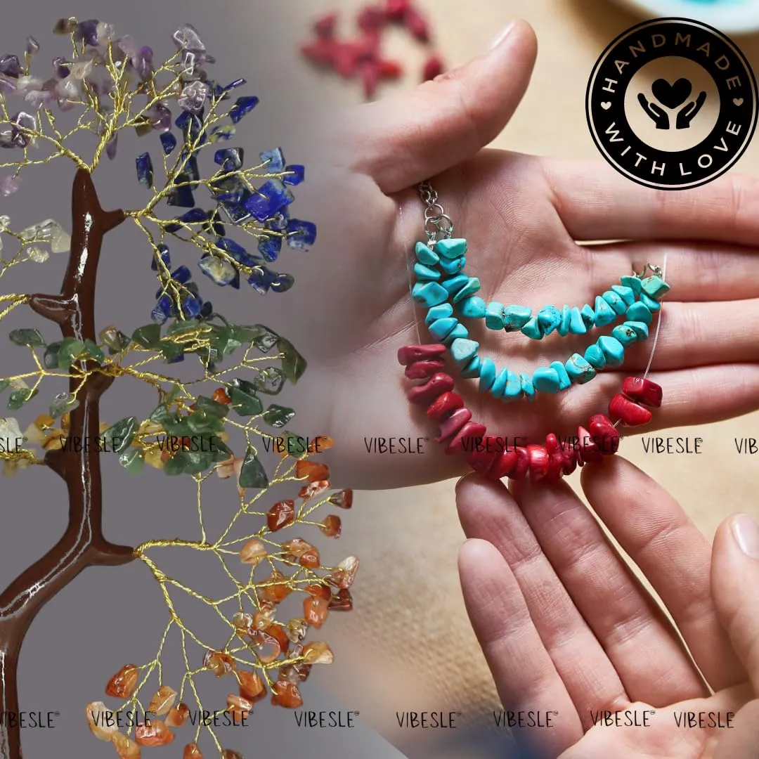 VIBESLE Seven Chakra Crystal Tree - Chakra Tree for Positive Energy - Feng Shui Seven Chakra Tree of Life Decor - Home Decorations for Living Room, 7 Chakra Tree- 300 Beads Big Tree