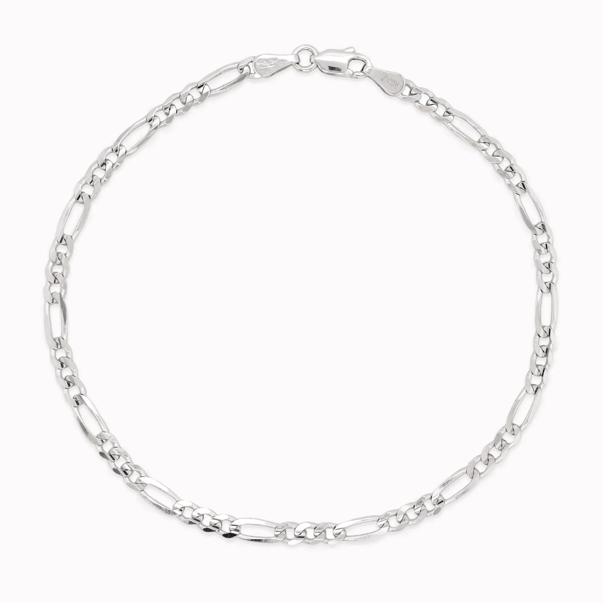 White Gold Figaro Chain Bracelet