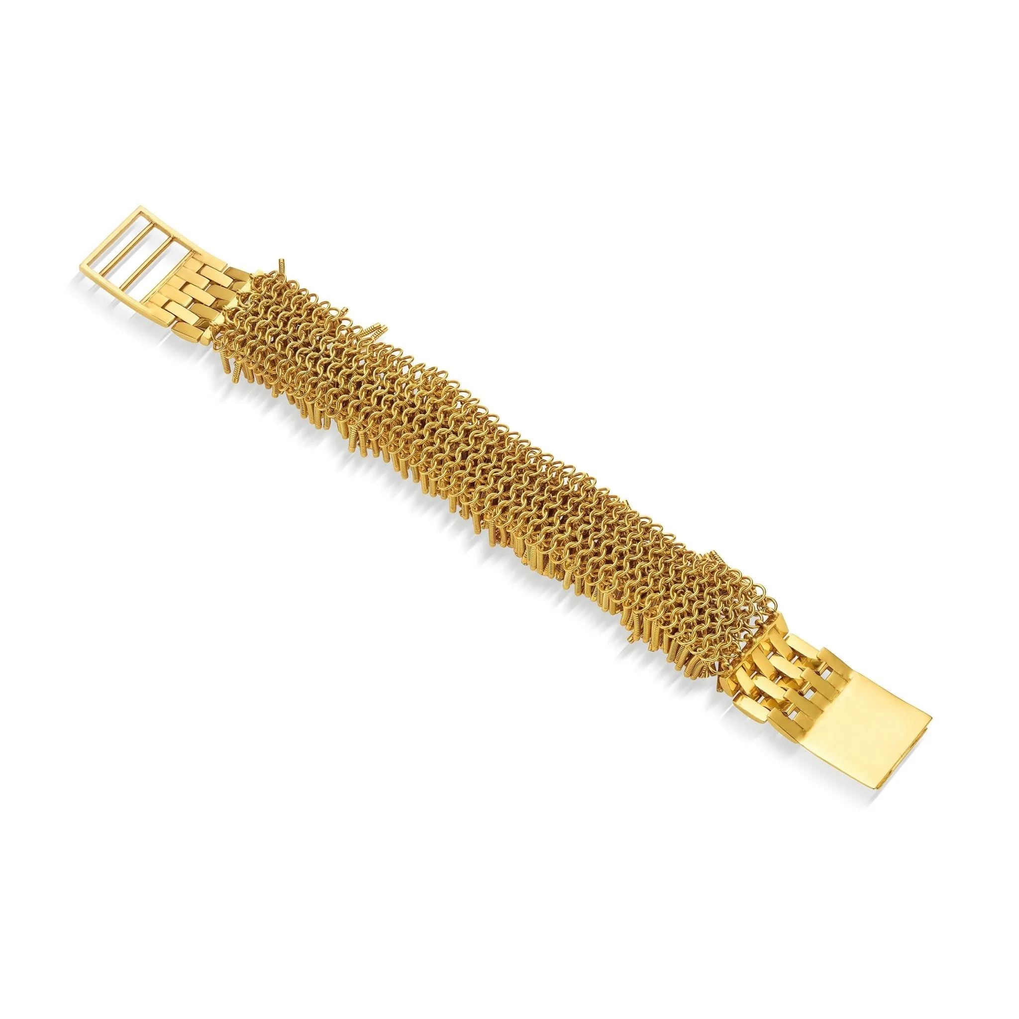 Wide Yellow Gold Fur Bracelet