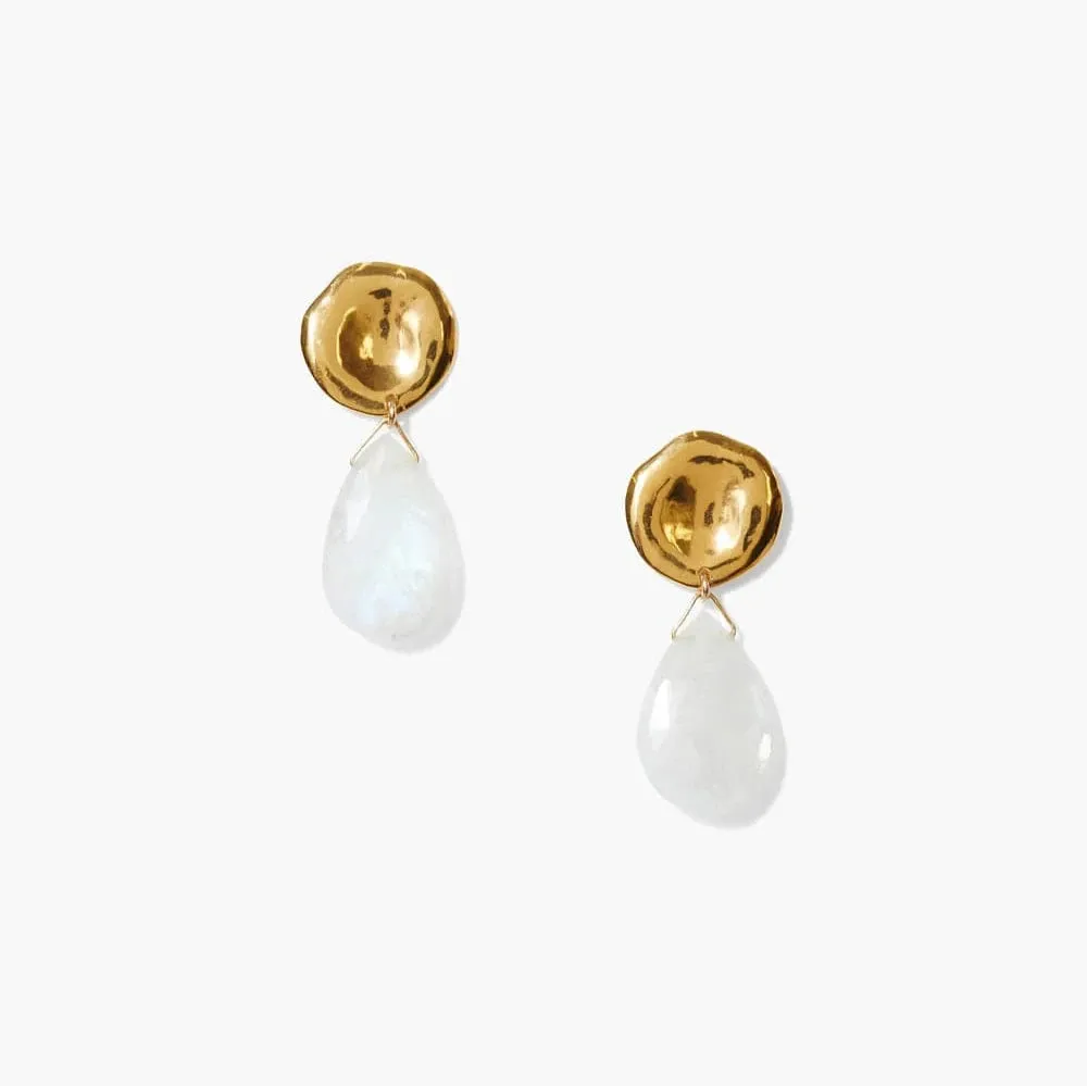 Yasmine Coin Drop Earrings in Moonstone